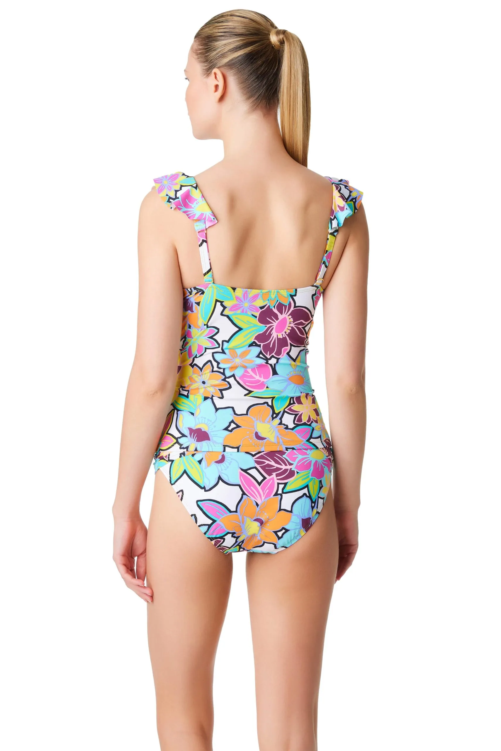 Blue Rod- FSale Color Crush Plunge Surplice Ruffle Tankini Top 3 Blue Rod- FSale Color Crush Plunge Surplice Ruffle Tankini Top - Image 3