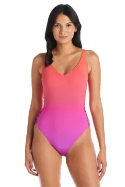 Cool Breeze Side Lace Down One Piece Swimsuit