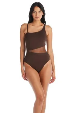 Bleu Rod - DMWM23 Don't Mesh With Me One Piece Mesh One Shoulder Swimsuit -Tankini Tops Sales bleu rod dmwm23 1 pc 4 dk chocolate one piece one shoulder mesh swimsuit dm23 35175593771183 scaled