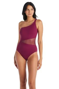 Bleu Rod - DMWM23 Don't Mesh With Me One Piece Mesh One Shoulder Swimsuit -Tankini Tops Sales bleu rod dmwm23 1 pc 4 pomegranate one piece one shoulder mesh swimsuit dm23 35175593640111 scaled