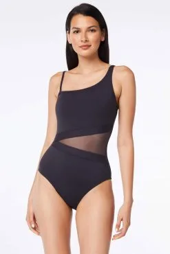 Bleu Rod - DMWM23 Don't Mesh With Me One Piece Mesh One Shoulder Swimsuit