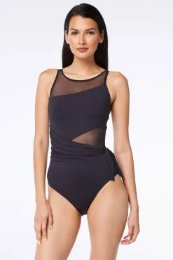 Bleu Rod - DMWM23 Don't Mesh With Me Scoop High Neck Mesh One Piece Swimsuit