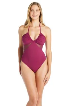 Bleu Rod - DMWM23 Don't Mesh With Me One Piece Halter Tie Back Mesh Side Swimsuit -Tankini Tops Sales bleu rod dont mesh with me 1 pc one piece halter tie back mesh side swimsuit dm 35118249607343 scaled