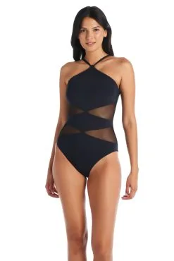 Bleu Rod - DMWM23 Don't Mesh With Me Diamond High Neck One Piece Swimsuit -Tankini Tops Sales bleu rod dont mesh with me 1 pc one piece high neck mesh side swimsuit dm 35118255866031 scaled