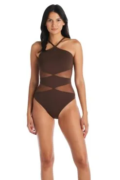 Bleu Rod - DMWM23 Don't Mesh With Me Diamond High Neck One Piece Swimsuit -Tankini Tops Sales bleu rod dont mesh with me 1 pc one piece high neck mesh side swimsuit dm 35118255898799 scaled