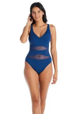 Bleu Rod - DMWM23 Don't Mesh With Me One Piece V Neck Cross Back Swimsuit -Tankini Tops Sales bleu rod dont mesh with me 1 pc one piece v neck cross back swimsuit dm 35118265401519 scaled