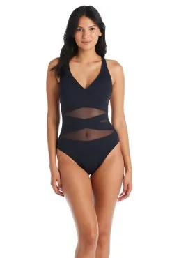 Bleu Rod - DMWM23 Don't Mesh With Me One Piece V Neck Cross Back Swimsuit -Tankini Tops Sales bleu rod dont mesh with me 1 pc one piece v neck cross back swimsuit dm 35118265696431 scaled