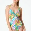 Fantasy Island Plunge Cross Back One Piece Swimsuit
