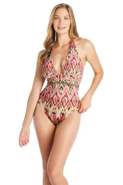 Blue Rod- FSale Free Spirit Plunge One Piece Swimsuit