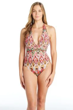 Blue Rod- FSale Free Spirit Plunge One Piece Swimsuit -Tankini Tops Sales bleu rod free spirit 1 pc plunge halter one piece swimsuit tie back fs 35113463251119 scaled