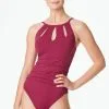 Get The Look One Piece High Neck Ruched Swimsuit