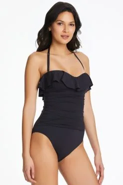 Bleu Rod - Kore Kore Ruffled Bandeau One Piece Swimsuit -Tankini Tops Sales bleu rod kore 1 pc 4 black one piece bandeau swimsuit ruffled with optional strap 33266915311791 scaled