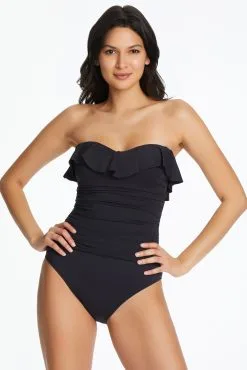 Bleu Rod - Kore Kore Ruffled Bandeau One Piece Swimsuit
