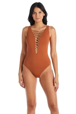 Bleu Rod - Kore Kore One Piece High Neck Lace Down Swimsuit -Tankini Tops Sales bleu rod kore 1 pc one piece high neck lace down swimsuit kn23 35175618609327 scaled