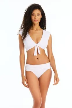 Bleu Rod - Kore Kore Cap Sleeve Tie Front Bikini Top -Tankini Tops Sales bleu rod kore top 4 white kore cap sleeve tie front bikini top 36044469829807 scaled