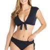 Bleu Rod - Kore Kore Cap Sleeve Tie Front Bikini Top