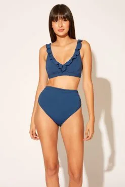 Bleu Rod - Kore Kore Shirred High Waist Bikini Bottom -Tankini Tops Sales bleu rod kore22 bottom 4 navy shirred high waist bikini bottom 32647666794671 scaled