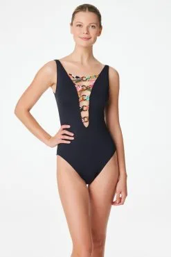Let's Get Loud High Neck Lace Down One Piece Swimsuit -Tankini Tops Sales bleu rod let s get loud 1 pc one piece swimsuit plunge lace down front 34090912448687 scaled