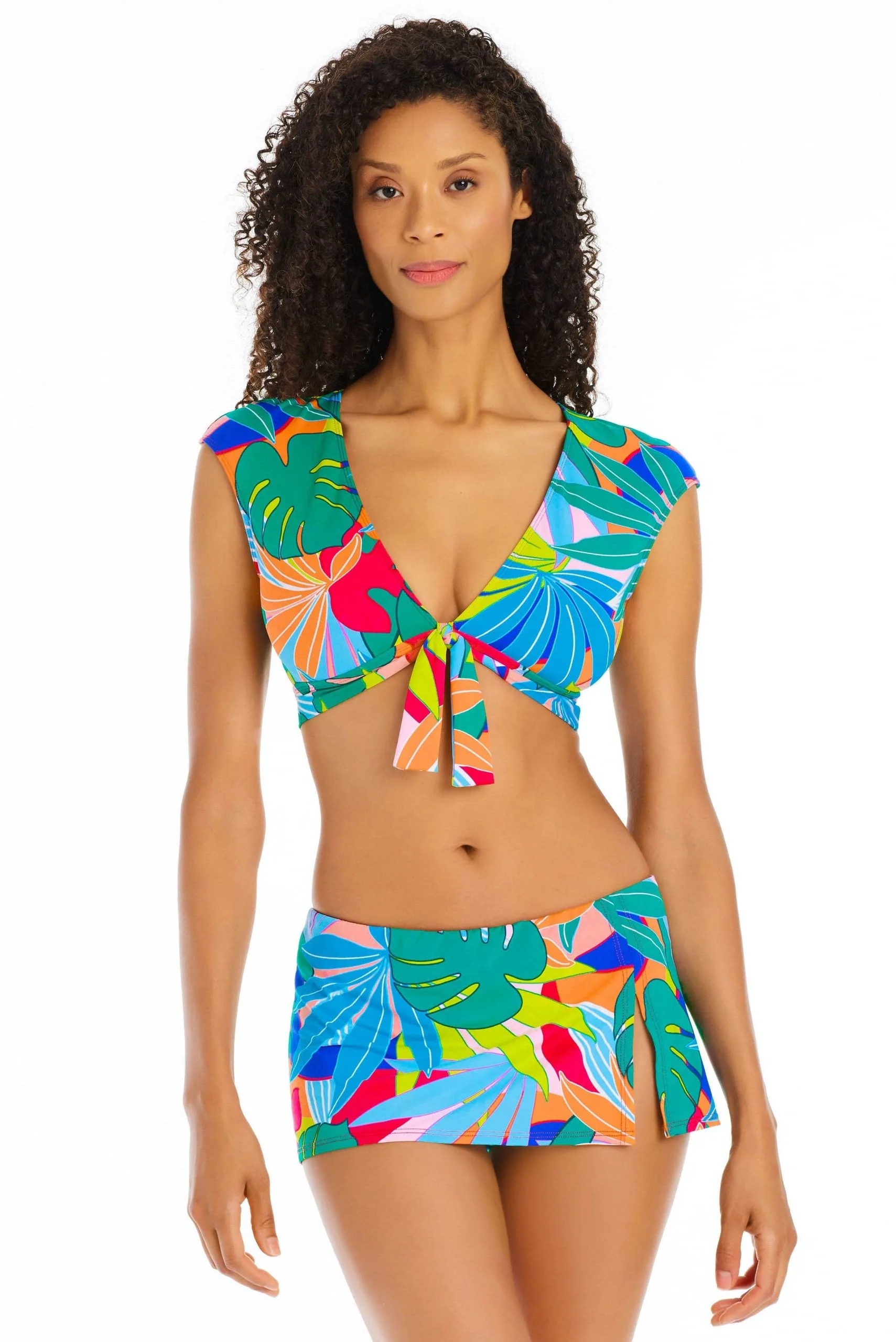 Life Of The Party Cap Sleeve Tie Front Bikini Top 1 Life Of The Party Cap Sleeve Tie Front Bikini Top