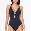 Bleu Rod - MU23 Ring Me Up One Piece Plunge Cross Back Swimsuit