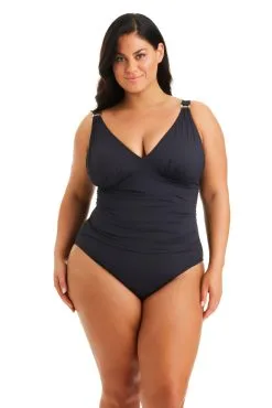 Bleu Rod - MU23 Ring Me Up Surplice Shirred One Piece Swimsuit Plus