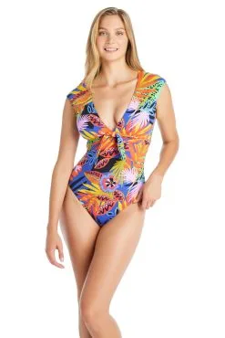Night Safari Cap Sleeve One Piece Swimsuit