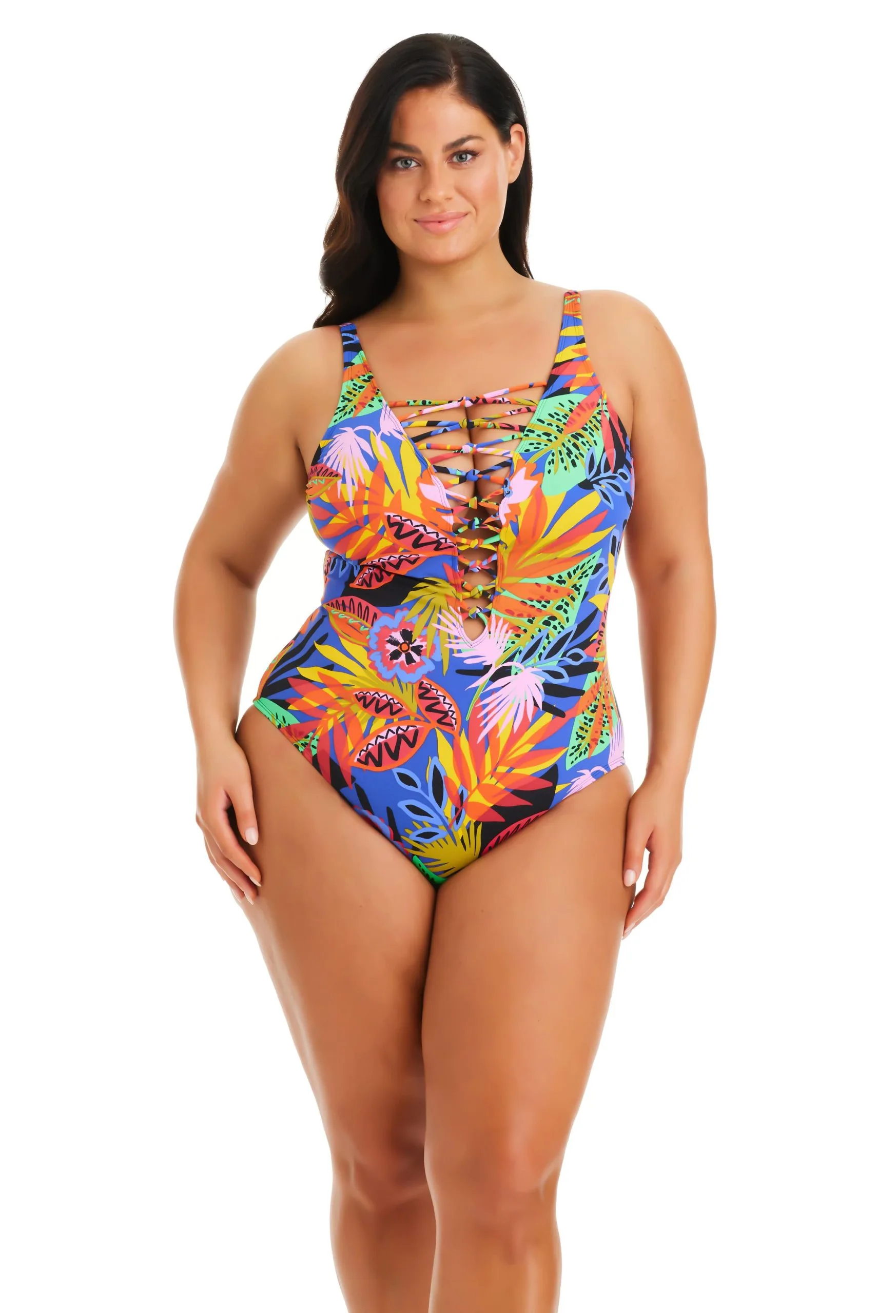 Night Safari Plunge Lace Down One Piece Swimsuit Plus 3 Night Safari Plunge Lace Down One Piece Swimsuit Plus - Image 3