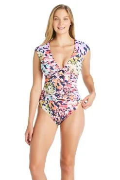 Party Animal Cap Sleeve One Piece Swimsuit 6 Party Animal Cap Sleeve One Piece Swimsuit -Tankini Tops Sales bleu rod party animal 1 pc cap sleeve one piece swimsuit pa 35113530359983 scaled