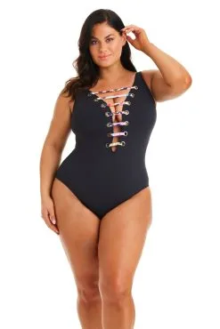 Party Animal Plunge Lace Down One Piece Swimsuit Plus -Tankini Tops Sales bleu rod party animal plus 1 pc lace down one piece swimsuit plus pa 35211648893103 scaled