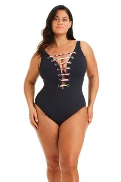 Party Animal Plunge Lace Down One Piece Swimsuit Plus -Tankini Tops Sales bleu rod party animal plus 1 pc lace down one piece swimsuit plus pa 35211649089711 scaled