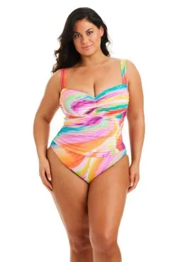 Splash Out Bandeau One Piece Swimsuit Plus -Tankini Tops Sales bleu rod splash out plus 1 pc 16w splash out bandeau over the shoulder one piece swimsuit so 35211669504175 1 scaled