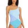 Stripe Tease One Shoulder One Piece Swimsuit