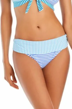Stripe Tease Hipster Fold Over Bikini Bottom