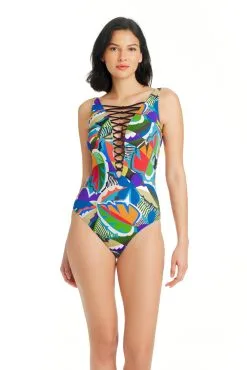 Bleu Rod - TheMix The Mix Plunge Lace Down One Piece Swimsuit -Tankini Tops Sales bleu rod themix 1 pc 4 the mix multi the mix plunge lace down one piece swimsuit 36109967949999 scaled