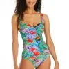 Tropical Flight One Piece Shirred Bandeau Swimsuit