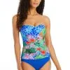 Tropical Flight Shirred Bandeau Tankini Top