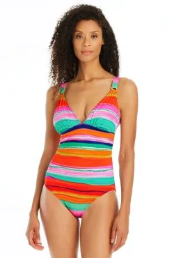 Winning Streak Surplice One Piece Swimsuit