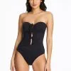 Blue Rod- FSale All Tied Up Bandeau Tie Front One Piece Swimsuit