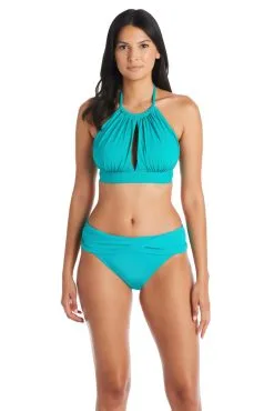 Blue Rod- FSale All Tied Up High Neck Key Hole Bikini Top