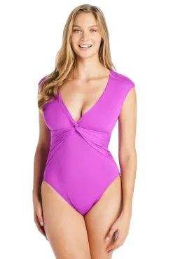Blue Rod- FSale Let's Get Twisted Cap Sleeve One Piece Swimsuit