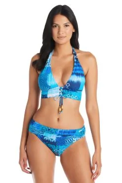Blue Rod- FSale Too Hot To Handle V Neck Bikini Top