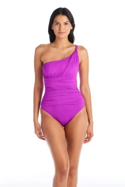 Blue Rod- FSale Let's Get Twisted Shirred One Shoulder One Piece Swimsuit -Tankini Tops Sales blue rod let s get twisted 1 pc 4 purple crush one shoulder twist one piece swimsuit lgt 35181453672623 scaled