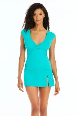 Let's Get Twisted Cap Sleeve Tankini Top